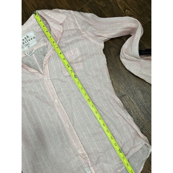 WOMENS FRANK & EILEEN BARRY 100% LINEN PINK WHITE STRIPED BUTTON UP SHIRT XL - Picture 10 of 12